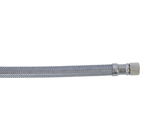 Fifteen Foot Universal Ice Maker Water Supply Hose, Flexible Braided Stainless Steel Line, 1/4 Inch Compression Fittings