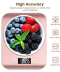 Pink Digital Kitchen Scale 22Lb Capacity With 1g Precision For Baking And Cooking, displaying mixed berries in a bowl
