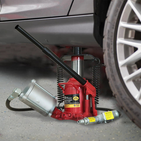 Big Red 20 Ton Low Profile Pneumatic Bottle Jack Heavy Duty Air Powered Hydraulic Lift For Trucks And Cars Aluminum Pump under vehicle