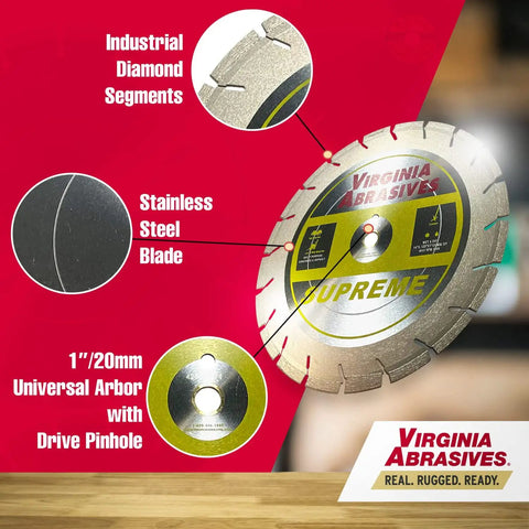 14 Inch Supreme Pro High Speed Diamond Blade For Concrete And Asphalt Wet Or Dry Cutting Laser Welded Tough Grit Evolutionary Design