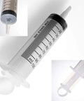 Heavy Duty 100 Ml Plastic Syringes Two Pack With Slick Catheter Tips For Garden Watering Measuring And Lab Refills showing clear barrel and precise measurements.