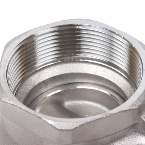 Close-up of stainless steel threads on a Stainless Steel Gate Valve DN50 2 Inch NPT Full Port Industrial Grade For Water And Oil Lines.