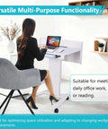 Effortless Height Adjustment Mobile Standing Desk With Quiet Rolling Wheels 28x23 Desktop shown in use for office work
