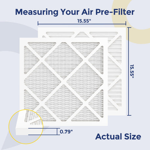 Pre-Filter Replacement Pack For Air Scrubbers 16x16x0.79 Inches dimensions illustration