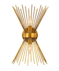 Gold Starburst Wall Sconce Vanity Light With Two Bulbs For Bathroom Hallway And Bedroom Mid Century Modern Indoor Lighting Vintage Style Wall Lamp Dope Vibe Home Decor 11 By 4.7 By 15.8 Inches