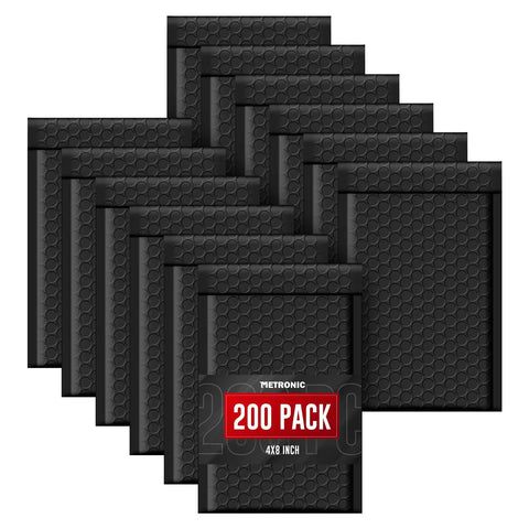 Black Bubble Mailers 4x8 Inch Self Seal Adhesive Padded Envelopes 200 Pack Waterproof With Inner 4x7 Inch Usable Size