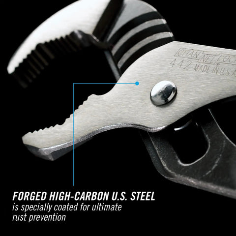 Close-up of Tongue And Groove Pliers 12 Inch With V Jaw And Undercut Tongue And Groove Design High Carbon Steel Rugged Durable Grip