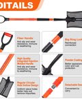 Image of Detachable Sand Sifter Shovel With 45 Inch Fiberglass Handle And D Grip For Go To Beach Cleanup Or Farm Cleanup Powder Coated Steel Head With Uniform Mesh For Fast Sand Filtration And Debris Removal, highlighting features such as reinforced connection, powder-coating, and detachable handle.