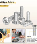 Tough As Nails Phillips Head Machine Screws And Lock Nuts Kit M6 X 50mm showcasing various stainless screws for furniture builds.