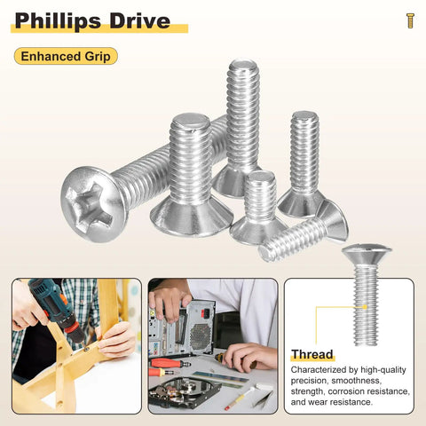 Tough As Nails Phillips Head Machine Screws And Lock Nuts Kit M6 X 50mm showcasing various stainless screws for furniture builds.