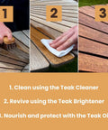 Total Patio Game Changer Teak Care Kit For Outdoor Furniture That Knocks Out Grime while using cleaner, brightener, and oil.