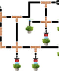 Irrigation system with Four Way Cross Tee Fittings For One Half Inch Drip Irrigation Tubing Pack Of Twelve Barbed Cross Connectors.