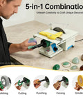 Person using All In One Lapidary Saw And Polisher For Rock Crafting 750 Watt Multi Tool With Cutting Grinding Carving Drilling