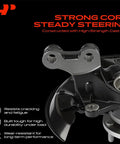 Direct Replacement Front Right Steering Knuckle And Wheel Bearing Hub Assembly For Toyota Highlander And Lexus Rx Fits Years 2008 Through 2017 close-up of durable cast iron construction.