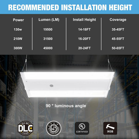 Bright As Day 210W LED Linear High Bay Shop Lights Four Pack With 31500LM 0 To 10V Dimmable 5000K Daylight installation guide