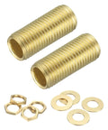 Brass Lamp Repair Hardware Kit 2 Pack With 1.18 Inch Brass Pipe Nipples And Lock Nuts Washers One Quarter Inch NPT Fasteners For Lamp Assembly