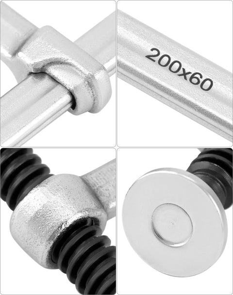 Heavy Duty 8 Inch F Clamp Four Pack With Drop Forged Bar Jaws Two And A Quarter Inch Throat Depth Corrosion Resistant Nickel Chrome Finish Rail Spindle And Handle Built For Pros, 200x60 close-up