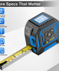 2-In-1 Laser Distance Meter And 16 Ft Tape Measure For Indoor Measuring Handy 130 Ft Range Quick Room To Hallway Checks Self Locking Tape Dual Mode Tool For DIY Projects And Precise Layouts, black and blue handheld unit with pull-out tape