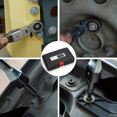 Flex Head Ratchet Wrench Set 20 Piece With 72-Tooth Ratchet And 180 Degree Flex Head Includes 8mm To 19mm Wrenches in use