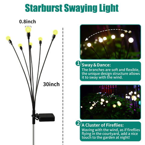 4 Pack Solar Fairy Lights Outdoor Waterproof Garden Decor With 40 LEDs, Flexible Iron Wire And Heavy Bulb Base, Warm White