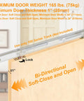 Bi-Directional Soft Close Sliding Pocket Door Rollers Kit With 1 Inch Ball Bearing Wheels, installed on wooden door.