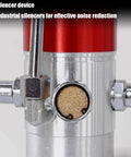Heavy Duty Pneumatic Grease Pump Kit For 55 Gallon Drums With 50 To 1 Pressure Ratio And Tough Lines For No Sweat Lubrication On Fleet Trucks And Machinery, showing noise reduction silencer.