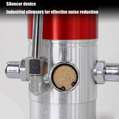 Industrial silencer on a pneumatic system for effective noise reduction, enhancing performance and comfort.