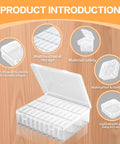 Image of Large Bead Organizer Box With Thirty One Mini Clear Storage Compartments Hinged Lid Craft Box, showing open compartments