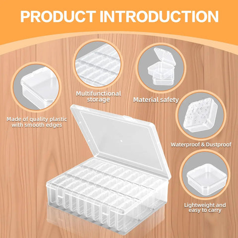 Image of Large Bead Organizer Box With Thirty One Mini Clear Storage Compartments Hinged Lid Craft Box, showing open compartments