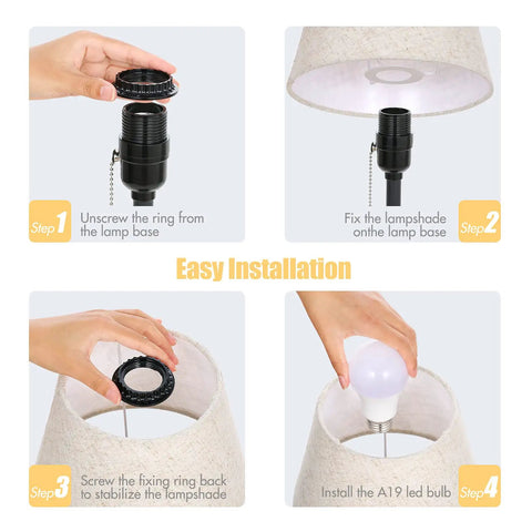 Installation steps for Bedside Table Lamps Set Of 2 With Dual USB Ports And Built In AC Outlet For Easy Nightstand Charging Fabric Shade.