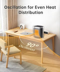 Portable Electric Space Heater With Remote Digital Display 12 Hour Timer 1500W PTC Ceramic Quick Heat in office setting
