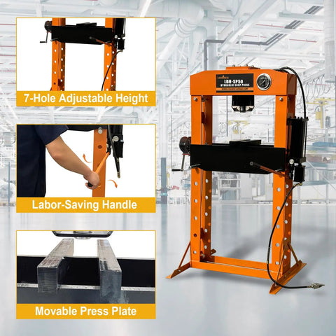 Pro Grade 50 Ton Hydraulic Shop Press With Floor Plates For Garage Pros Heavy Duty H Frame Smooth Dual Action Hydraulic Cylinder