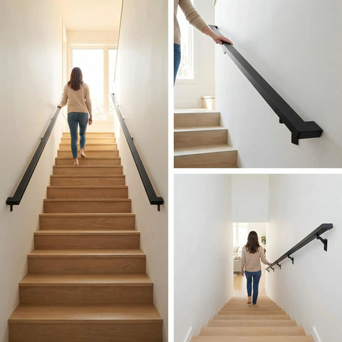 Step Up Your Game With This Four Foot Aluminum Handrail Kit For Indoor And Outdoor Stairs Featuring Hella Tough Matte Black Finish.