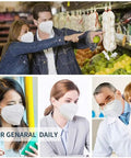Adults wearing Five Layer KN95 Face Mask Pack 50 Count Breathable Cup Style With Elastic Ear Loops Dust Safety Mask