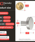 Diagram showing dimensions of 100 Pack Brushed Nickel Cabinet Knobs Round Aluminum Alloy Kitchen Drawer Knobs Silver Hardware