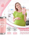 Celebrate The Freshly Minted Arrival Of New Mama And Papa With This Awesome Gift Set For Couples Featuring Matching Tumblers Paired With A Warm Cozy Candle Perfect For Baby Showers First Fathers Day And Parenting Squad Celebrations - Pink insulated tumbler held by pregnant woman, decision-making coin included.