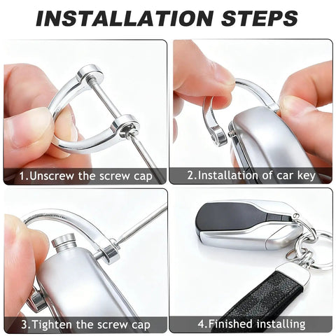 Installation steps for Two Pack Premium Leather Keychain Set For Cars And Everyday Carry Dope Key Holder And Organizer.