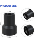 27mm Vacuum Hose Adapter Fits Two And A Quarter Inch Table Saw Dust Ports And Six Inch Orbital Sander; dimensions labeled.