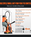 Heavy Duty Boss Grade Magnetic Drill 1450W Variable Speed Portable Electric Core Chucker with drill bits details chart.