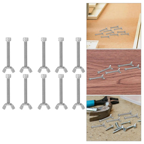 Stainless Steel Machine Screw Fasteners Kit With Wing Nuts And Screws, 10 Pairs, Silver Finish shown in various settings