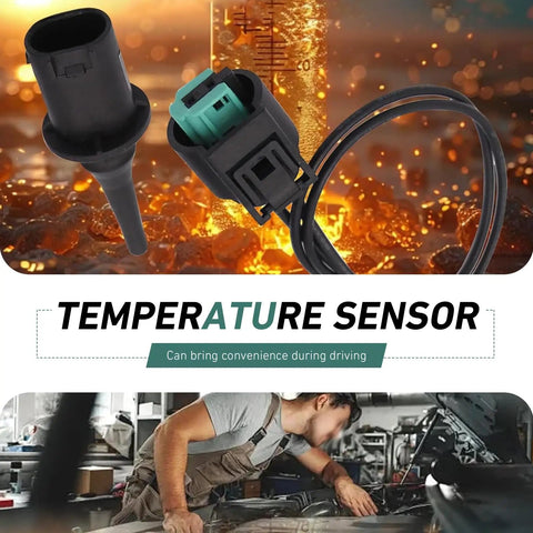 2Pcs Outer Ambient Air Temperature Sensor For Mercedes Benz Cars Waterproof Exterior Climate Detection Module With Wiring Harness Connectors Oem 0075421318 close-up of sensor connectors against blurred background.