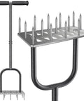 Manual Lawn Aerator Spike Tool With 15 Stainless Steel Spikes Non Slip Grip Handle Grass Aerator For Loosening Soil And Boosting Lawn Health Durable Garden Aeration Tool For Easy Home Lawn Care
