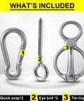 Two Sets Horse Tie Ring And Training Gear Pack With Quick Snaps, Eye Bolts, And Tie Rings Six Piece Safe Durable Horse Tack