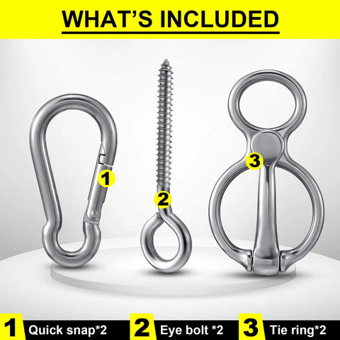 Two Sets Horse Tie Ring And Training Gear Pack With Quick Snaps, Eye Bolts, And Tie Rings Six Piece Safe Durable Horse Tack