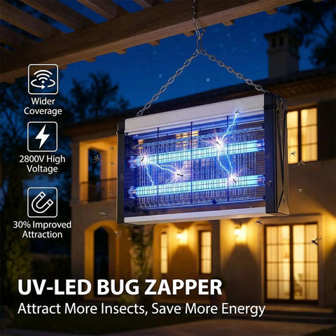 Indoor Bug Zapper For Home And Business And Restaurants 20W High Voltage Fly Trap Grid At 2800V With Protective Mesh Guard Covers