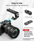 Lightweight NATO Top Handle for DSLR camera with mounting guide, no NATO Rail, quick release, five cold shoe adapters, anti-slip grip