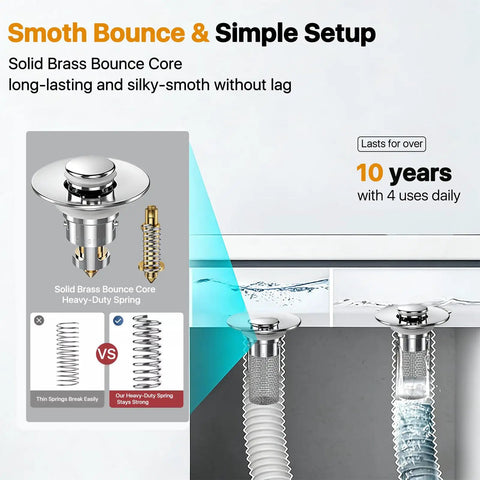 Durable Stainless Steel Pop Up Sink Drain Stopper With Removable Hair Catcher Filter Basket For Bathroom Sinks Works Like A Charm To Trap Debris And Keep Drains Clear All Day Long