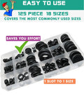 Rubber Grommet Kit 125 Pieces In Eighteen Sizes For Wiring And Automotive Firewall Protection, durable case view