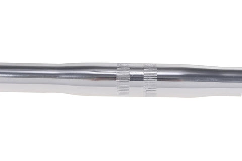 Close-up of Stainless Steel Bullhorn Road Handlebar for Fixie and Road Bikes 540mm Long with 25.4mm Clamp Classic Bull Horn Style
