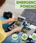 Person packing Disposable Rain Ponchos For Adults Ultra Lightweight And Durable Waterproof Lifesaver Rain Gear In Clear Color into suitcase.